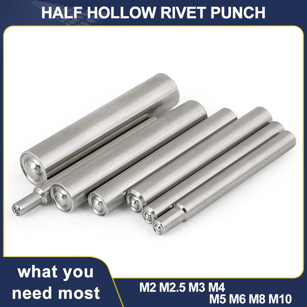 M2 M2.5 M3 M4 M5 M6 M8 M10 Half Hollow Rivet Punch Hand Tool Riveter ...