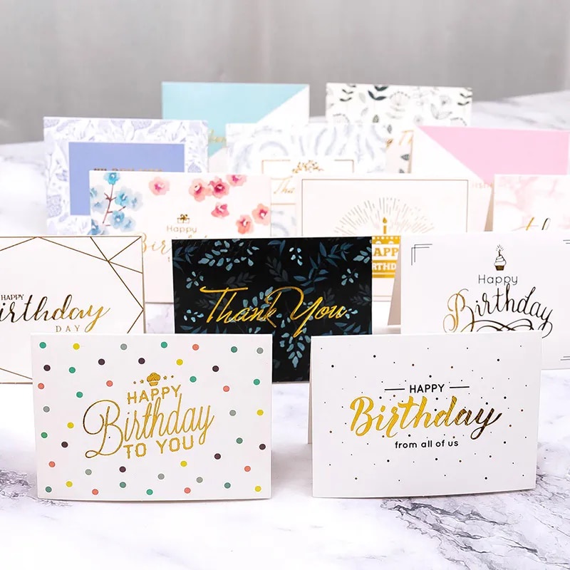 20pcs Happy Birthday Greeting Cards Kraft Paper Envelopes Custom Blank ...