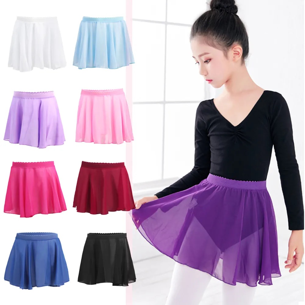 ⋛9 Colors Ballet Skirts Girls Dance Skirt White Black Chiffon Skirts ...