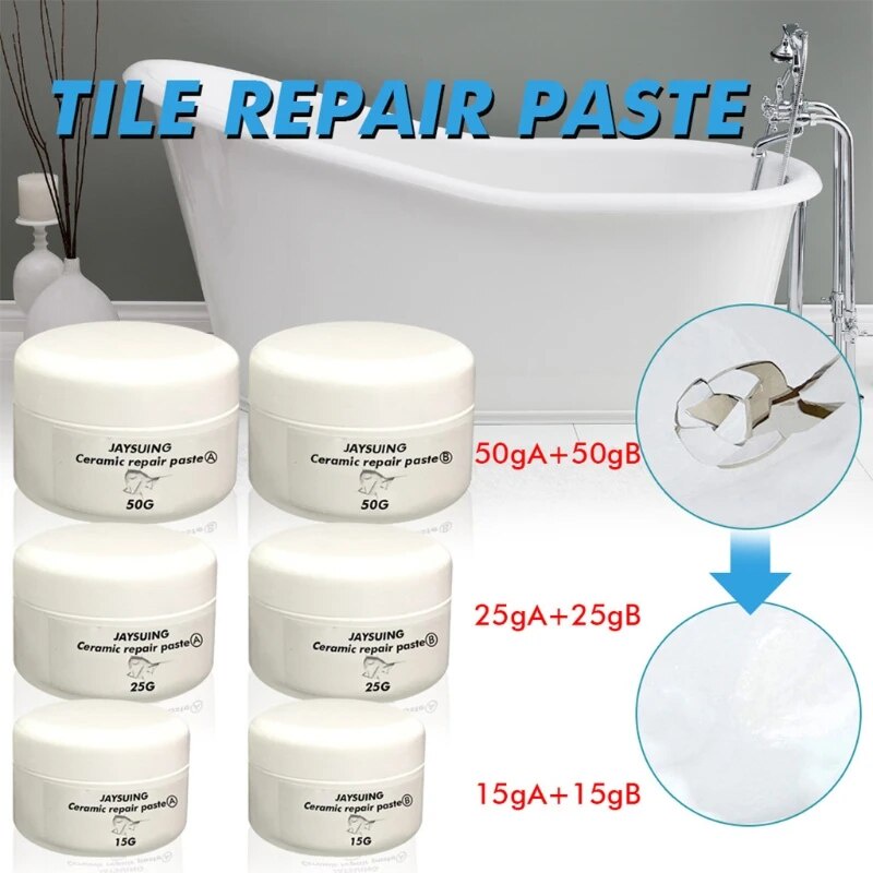 Tub Tile Repair Kit Porcelain Crack Chip Ceramic Floor Repairing Cream ...