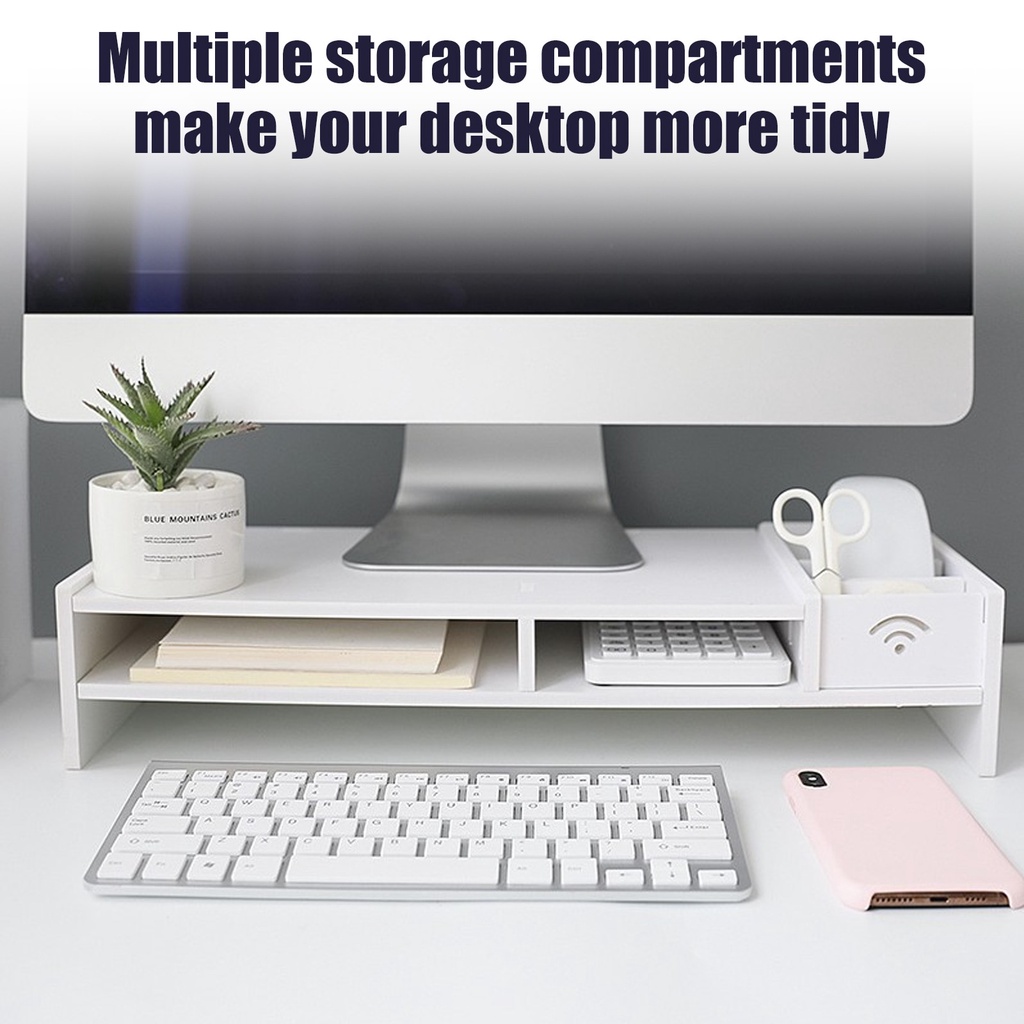☻Besegad PC Computer Monitor Stand Riser Laptop Holder Wooden Desk ...
