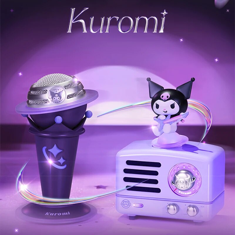 ☫Kawaii Sanrio Kuromi Bluetooth Speaker Retro Radio Karaoke Microphone