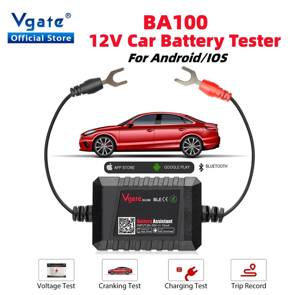 Vgate BA100 12V Voltage Car Battery Tester For Android/IOS Automotive