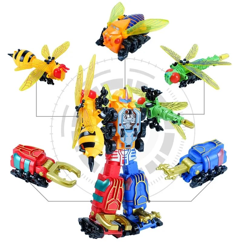 Kids Fit Morph Fit Insect Team Robot Model Set Toy Anime Figure ...