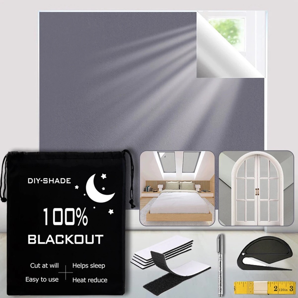 Blackout Blind Curtain Removeable Window Sticker Privacy Film Cloth ...