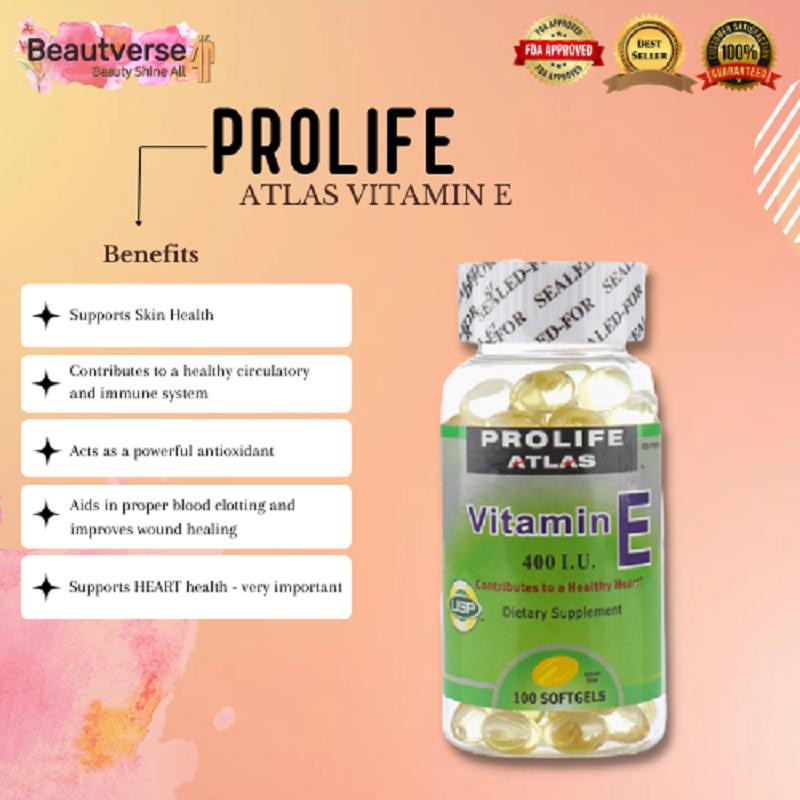 ORIGINAL PROLIFE ATLAS VITAMIN E 400 IU 100 SOFTGELS BEST SELLER