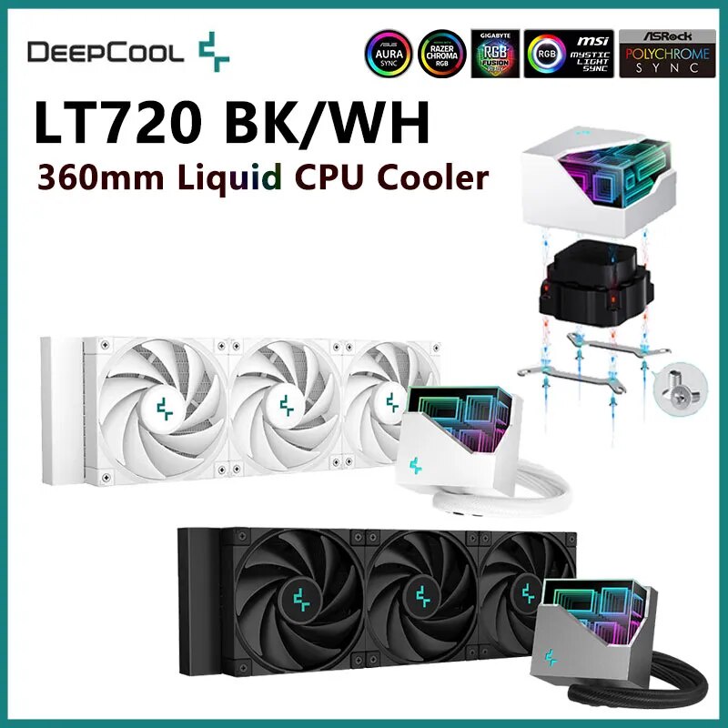 DeepCool LT720 360mm CPU Liquid Water Cooling Integrated CPU Cooler ...