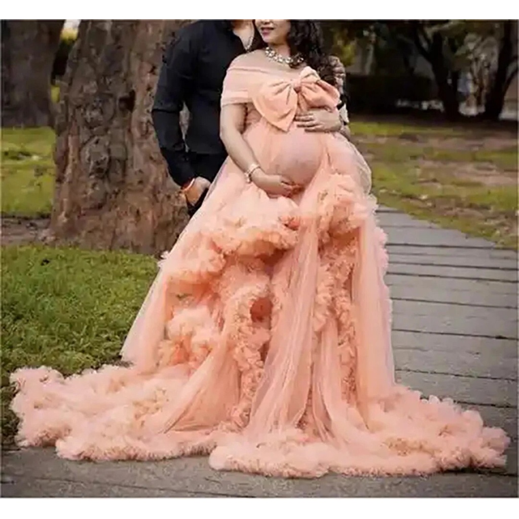 Long Pregnancy Photoshoot Woman Photography Pregnant Clothing Tulle ...