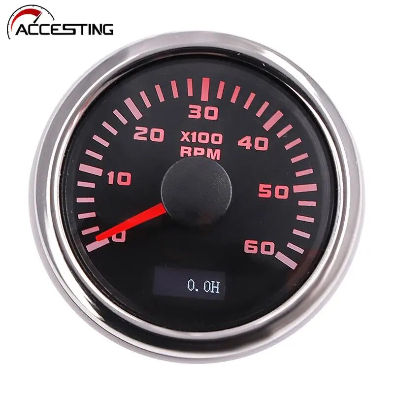 78x 52MM 6000 RPM Tachometer Tacho Meter With LCD Hourmeter Red ...