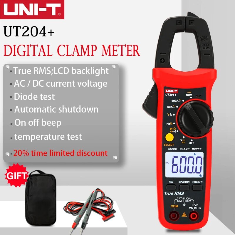 70v UNI-T UT204+series True RMS Digital Clamp Meter AC / DC Clamp ...