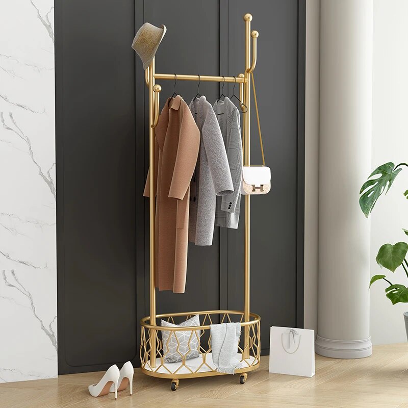 87v Mobile MultiAdjustable Coat Rack Wheels Portable Nordic Hall Clothes Hanger Floor Drying B