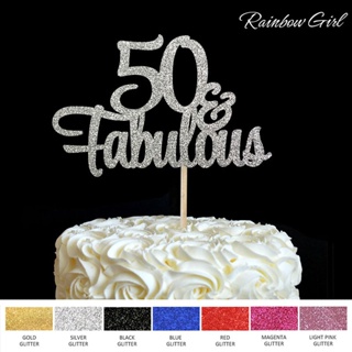 50th Birthday Candle gold Glitter milestone Birthday cake