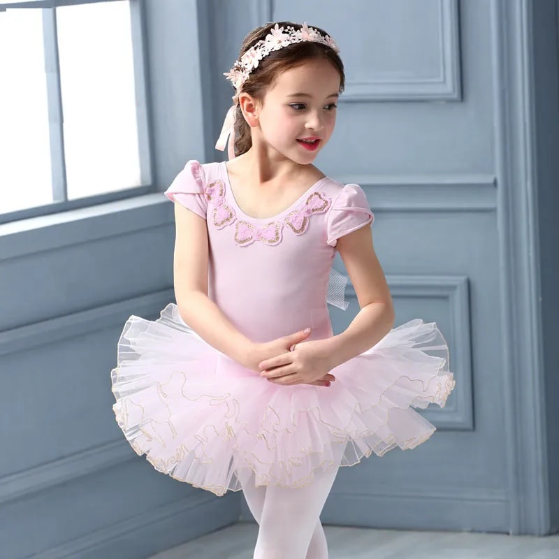 96p Pink Ballet Gymnastics Leotard Tutu Ballet Dress For Girls Cute Swan Lake Ballet Dance Cos 