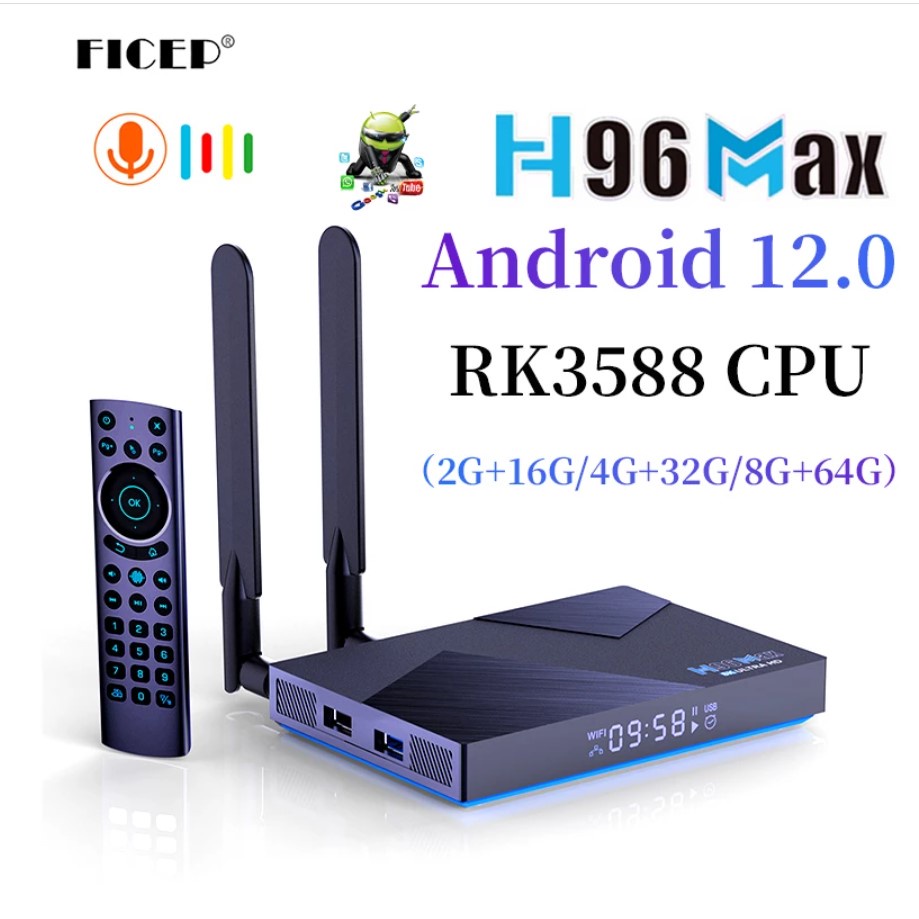 Android 12 TV Box H96 MAX V58 Rockchip RK3588 Octa Core 8GB DDR4 RAM ...