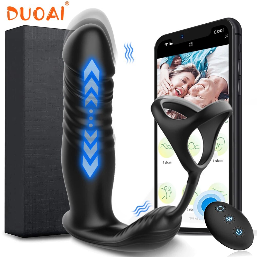 26b Thrusting Male Prostate Massager Bluetooth App Vibrator For Men Gay Anal Plug Wireless Rem