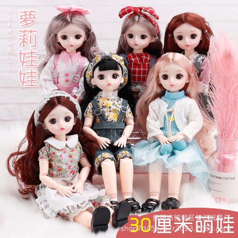 75t 30cm Doll Princess Dressup 23 Joint 3d Real Eyes 6 Points Bjd Doll 