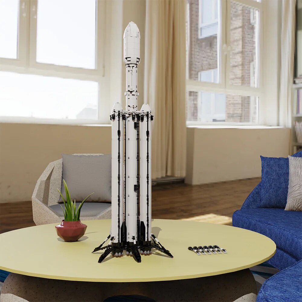 25B MOC-75766 SpaceXS Falcon Heavy Rocket Saturn V Scale Spaceship