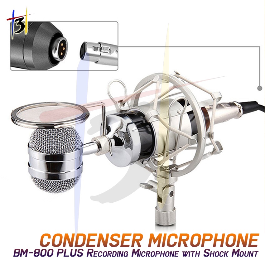 BM800 PLUS Condenser Sound Recording Microphone with Shock Mount AND
