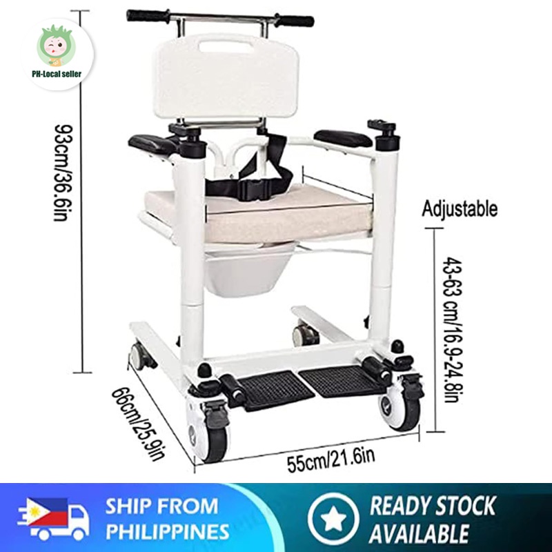 Bedridden elderly lift paralyzed patient sitting toilet bath chair