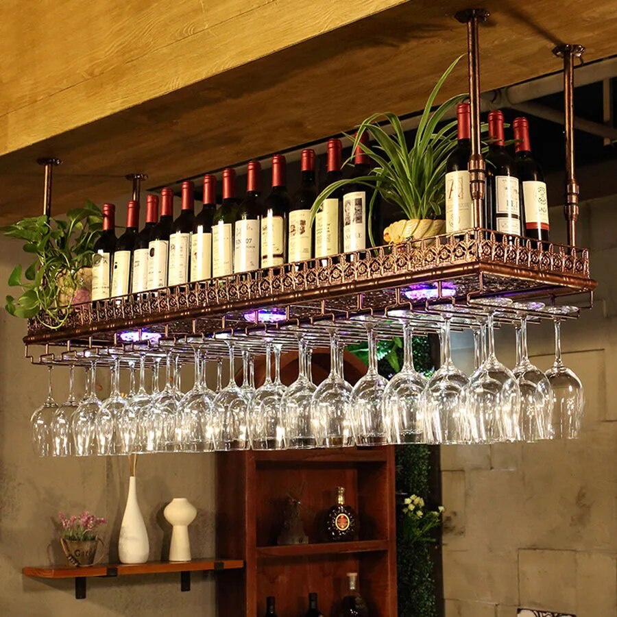 【Ceiling Hanging Wine Rack Upside Down Holders Wedding Glass Cup ...