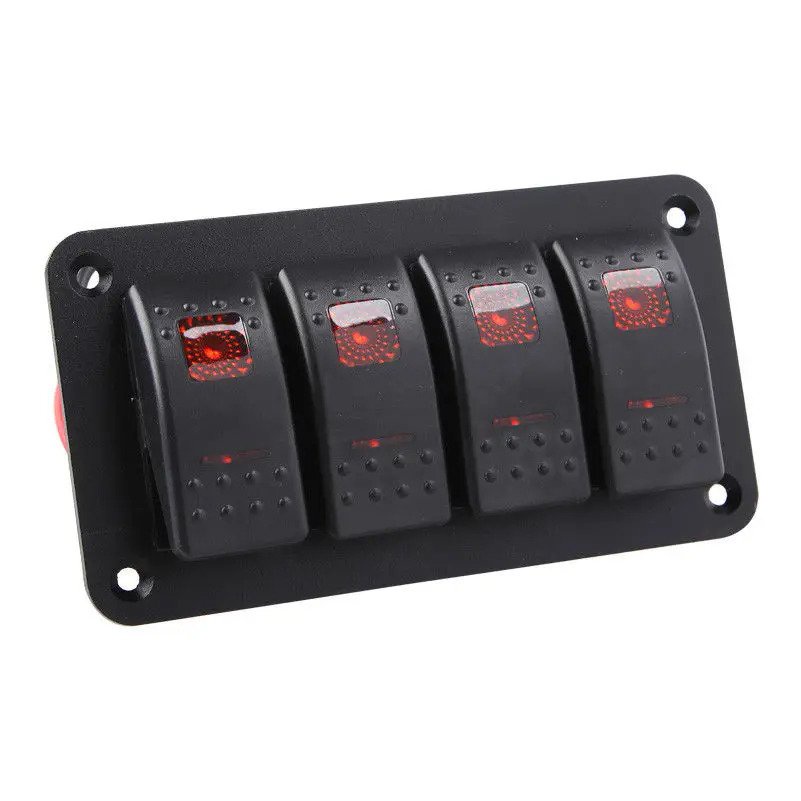 4 Gang Dual LED Marine Boat Rocker Switch Panel for Truck Boat Car ...