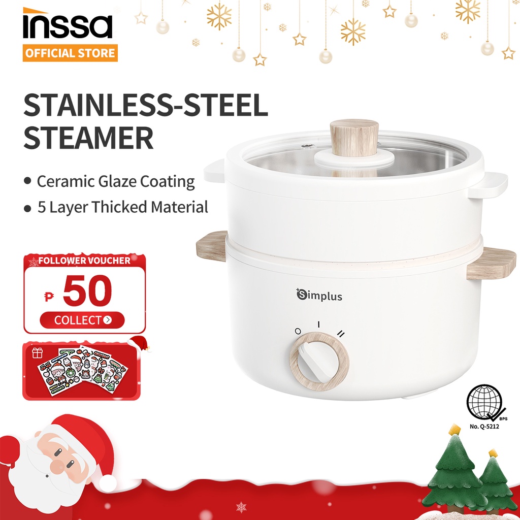 Inssa x Simplus Multifunctional Electric Cooker 15L Steamer Rice Cooker Multi Cooker Hot Pot Non