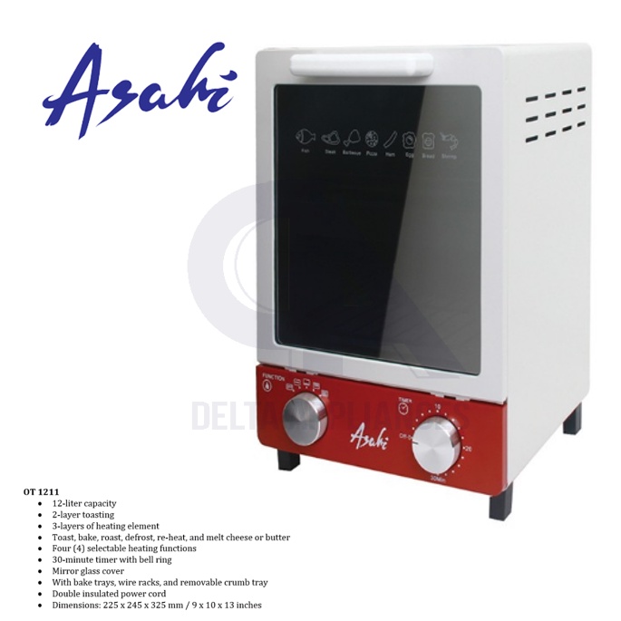 Asahi OT 1211 RED Electric Mini Oven 12L Shopee Philippines