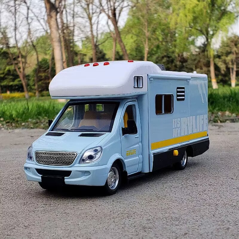 2024 128 Diecast Luxury Rv Recreational Car Model Metal Toy Camper Van