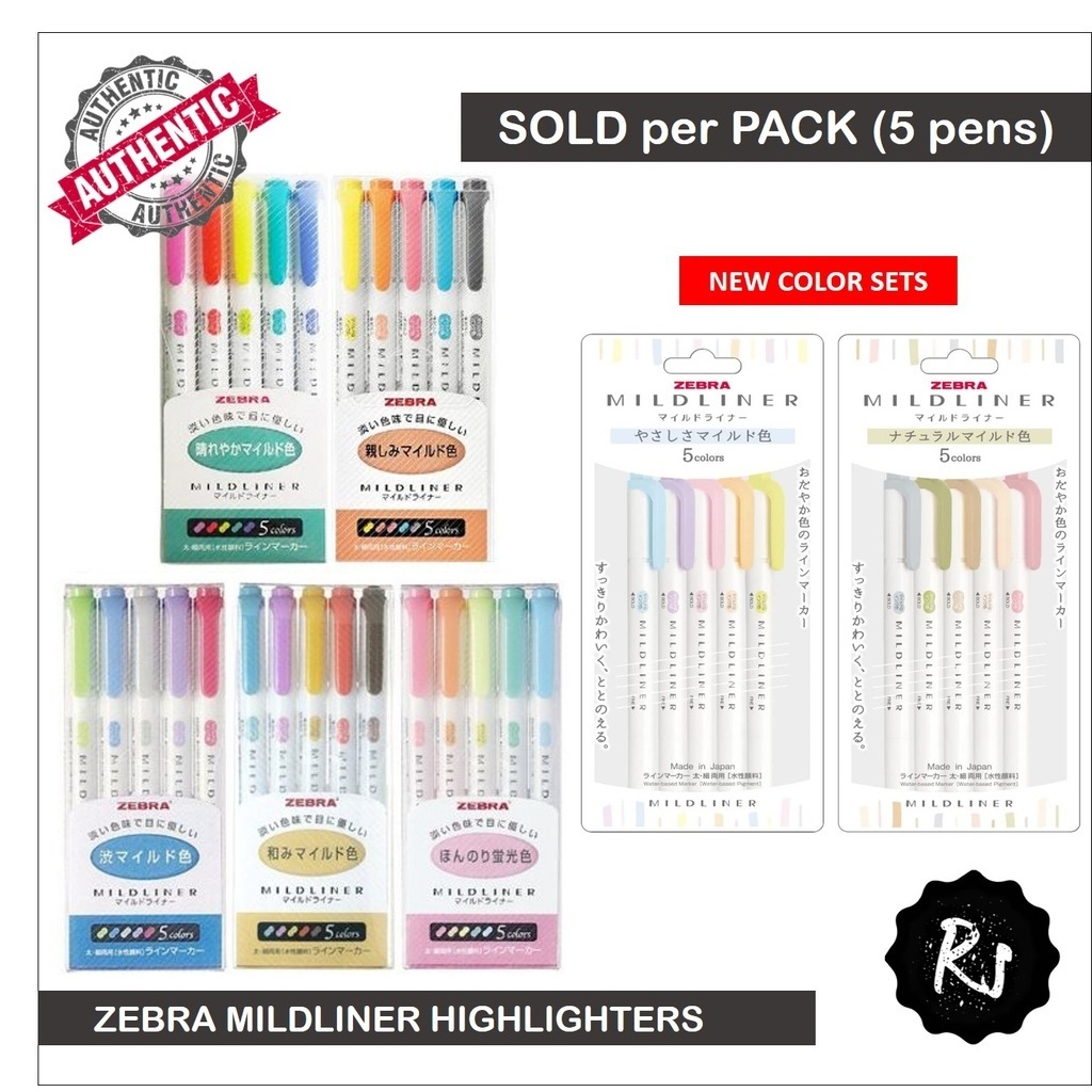 2024 Zebra MILDLINER Highlighters SOLD PER PACK of 5 PENS Shopee