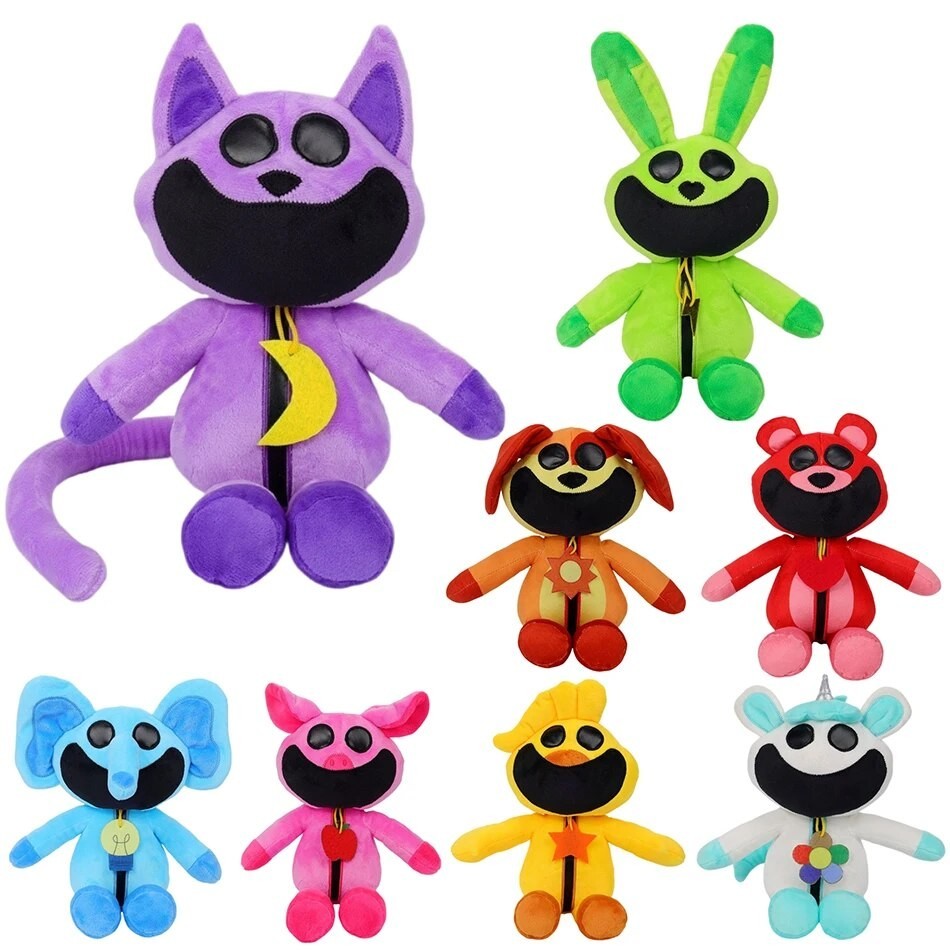 1/8pcs Smiling Critters Plush Toys Cartoon Aminal Rabbit Cat Dog Bear ...