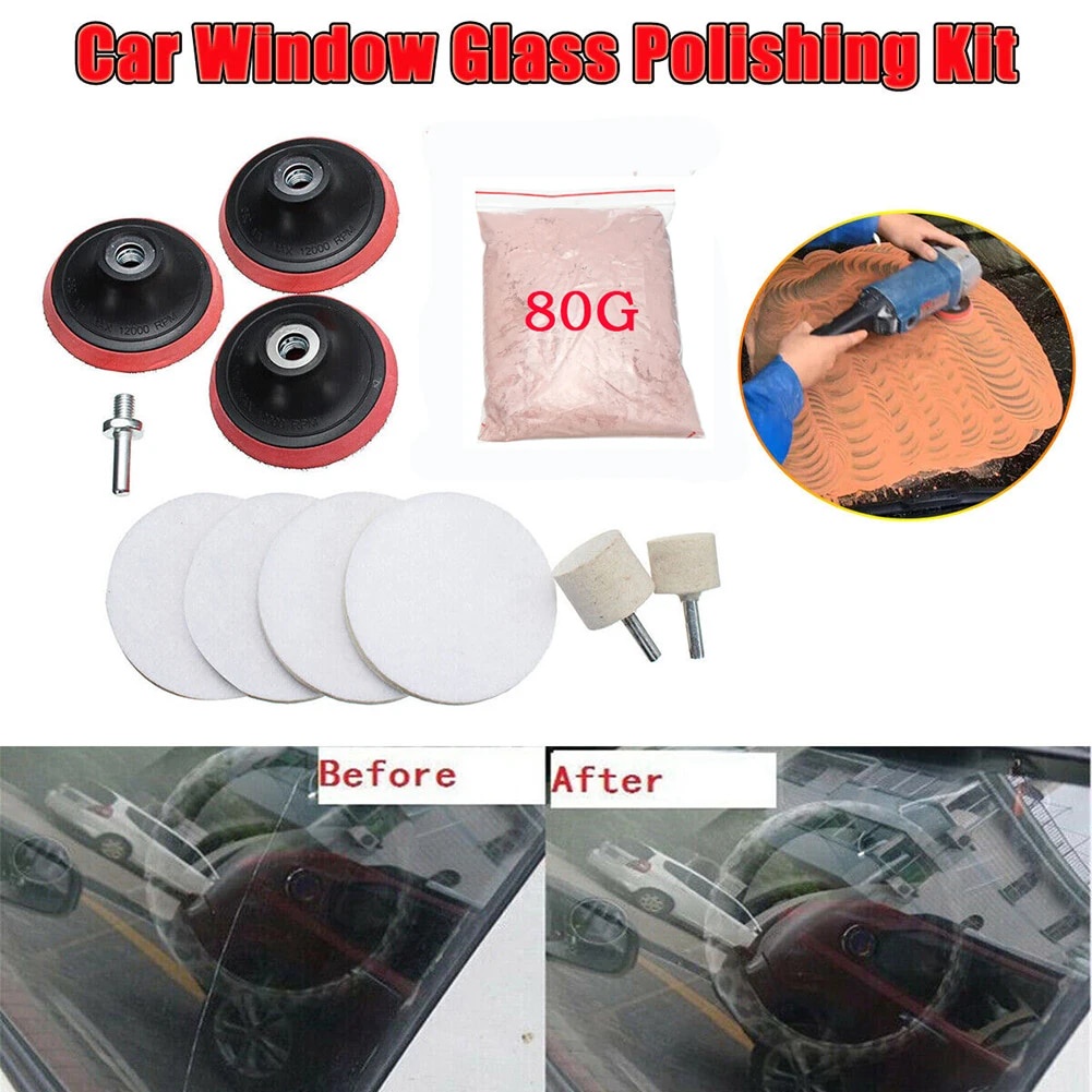 ۞11PCS Car Glass Polishing Kit Car Windshield Deep Scratch Remover