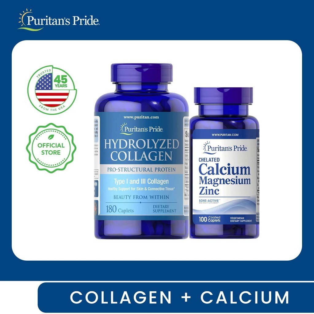 Very Practical2024 Caplets Magnesium 180 Chelated Zinc Collagen 100 Puritans Pride Calcium 2818