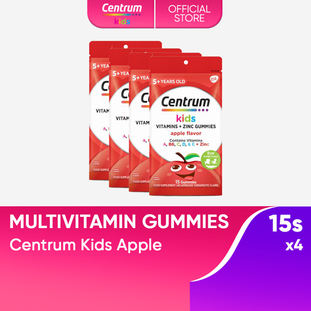 Centrum Kids Multivitamin Gummies Apple 15s (Pack of 4) | Shopee ...
