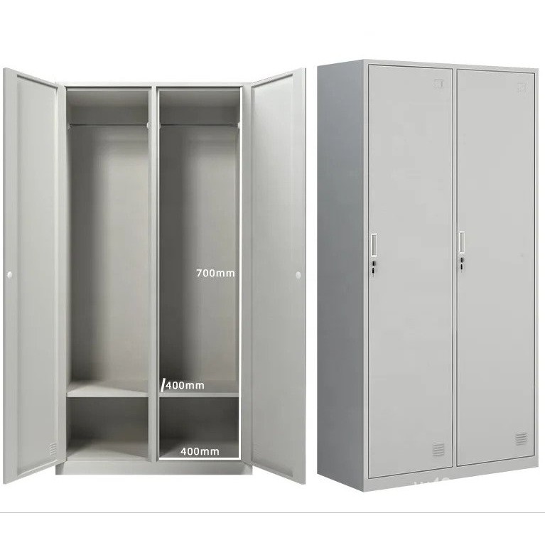 Hanging clothes storage 2 door steel locker wardrobe with