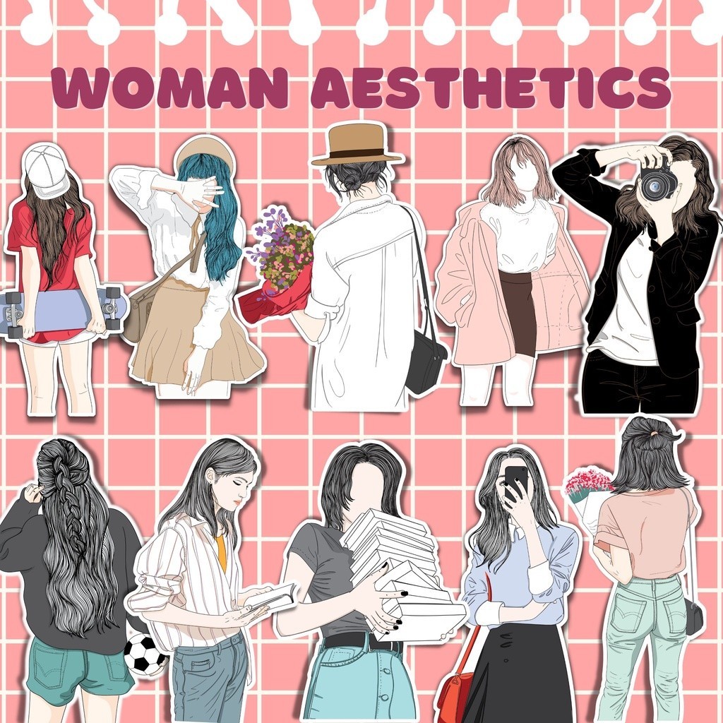 WOMAN AESTHETIC KN DIE CUT LAMINATED STICKERS | Shopee Philippines
