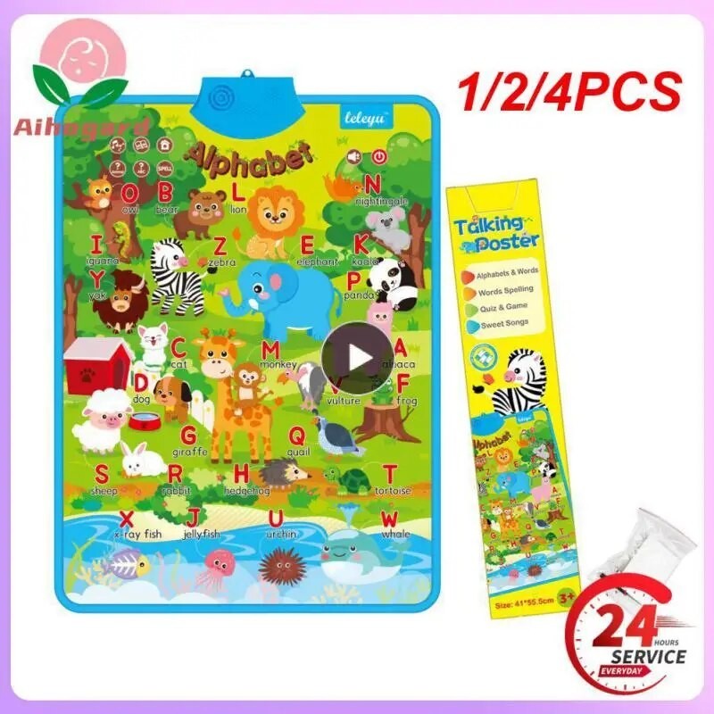 【1/2/4PCS Interactive Alphabet Wall Chart Talking ABC Electronic Poster ...