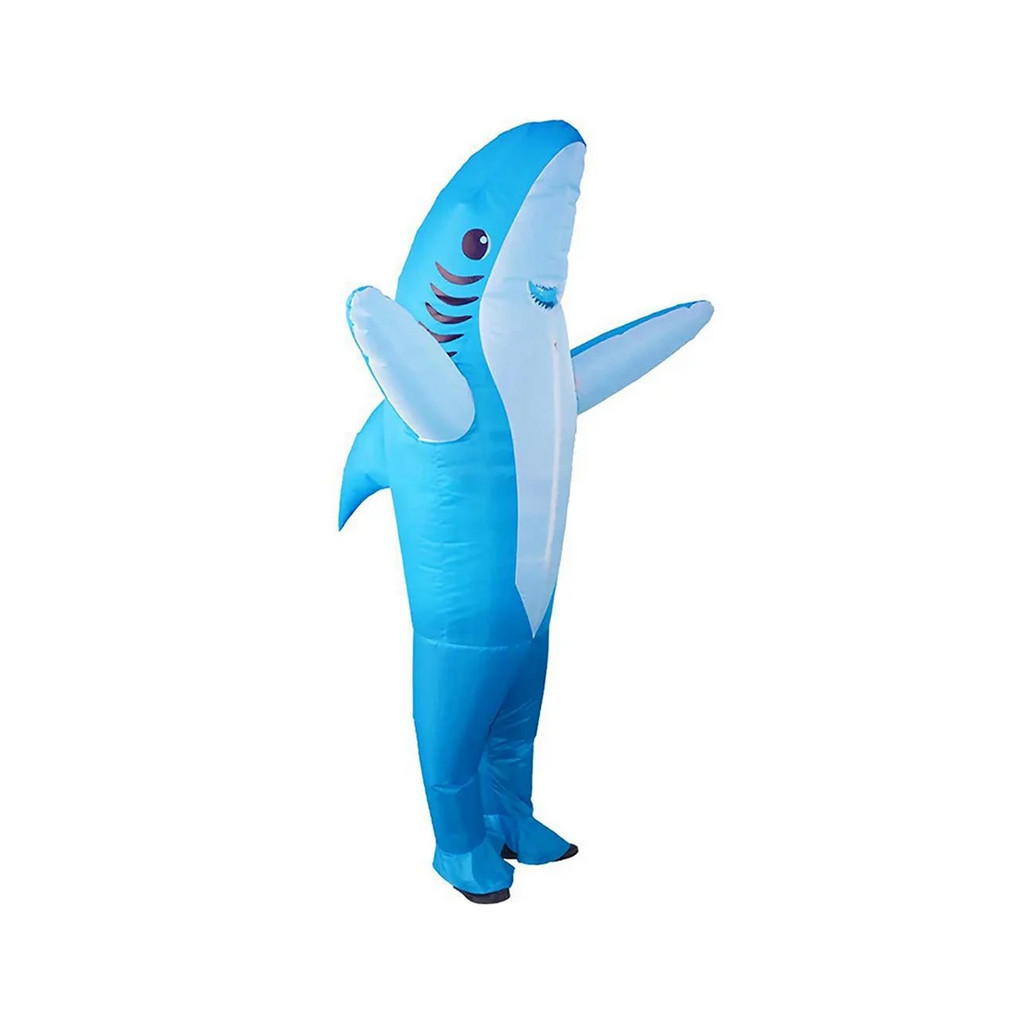 Adult Shark Fancy Dress Costume Funny Inflatable Carry Ride on Outfit ...