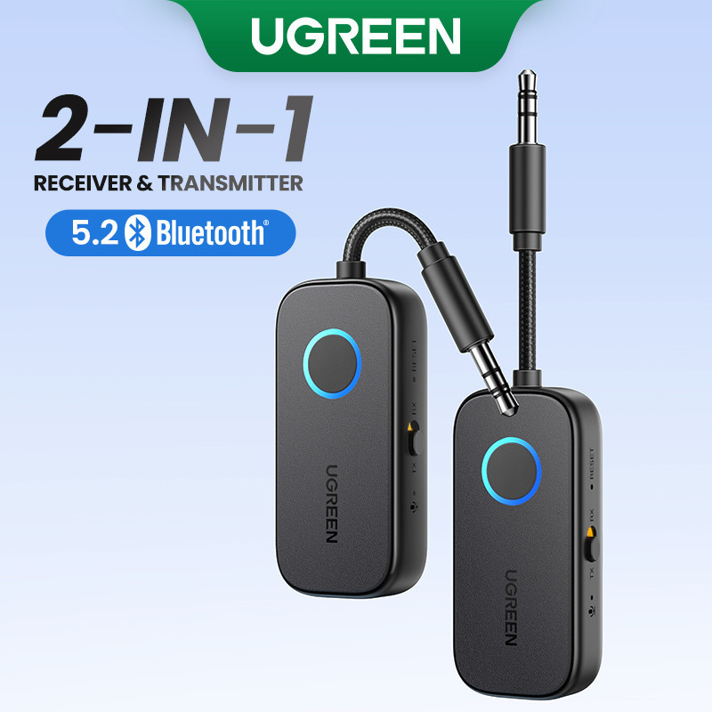 UGREEN Bluetooth Receiver Transmitter Adapter 2-in-1 Wireless Bluetooth  Aux Audio Adapter for Flight, TV, Car, Treadmill