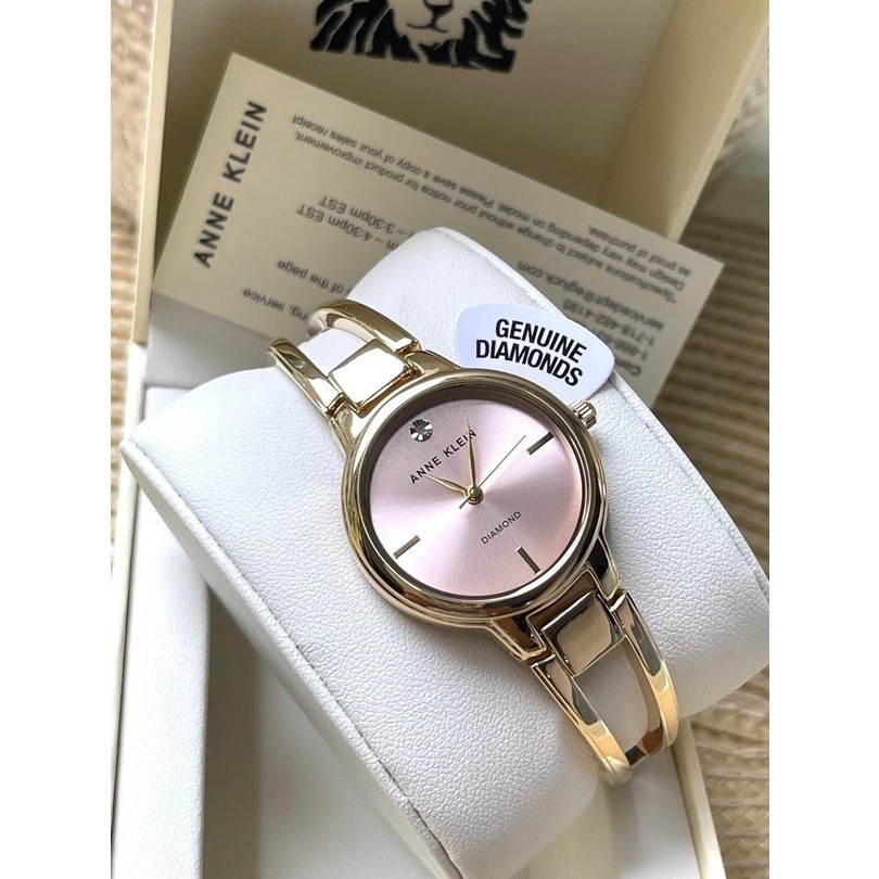 AUTHENTIC ORIGINAL Anne Klein Women s Genuine Diamond Dial Bangle Watch AK 2626PKGB Shopee Philippines