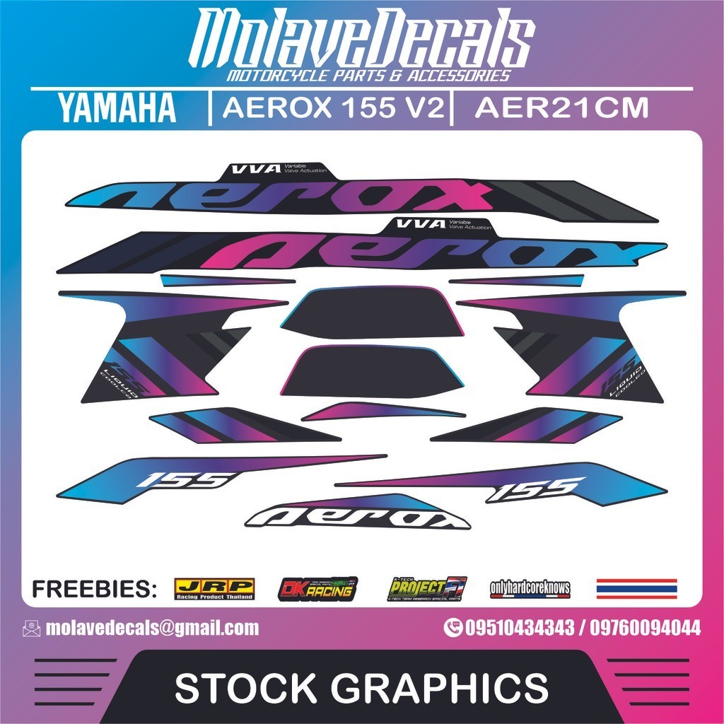 Yamaha Aerox 155 2021 Stock Decals Cyan to Magenta | Shopee Philippines