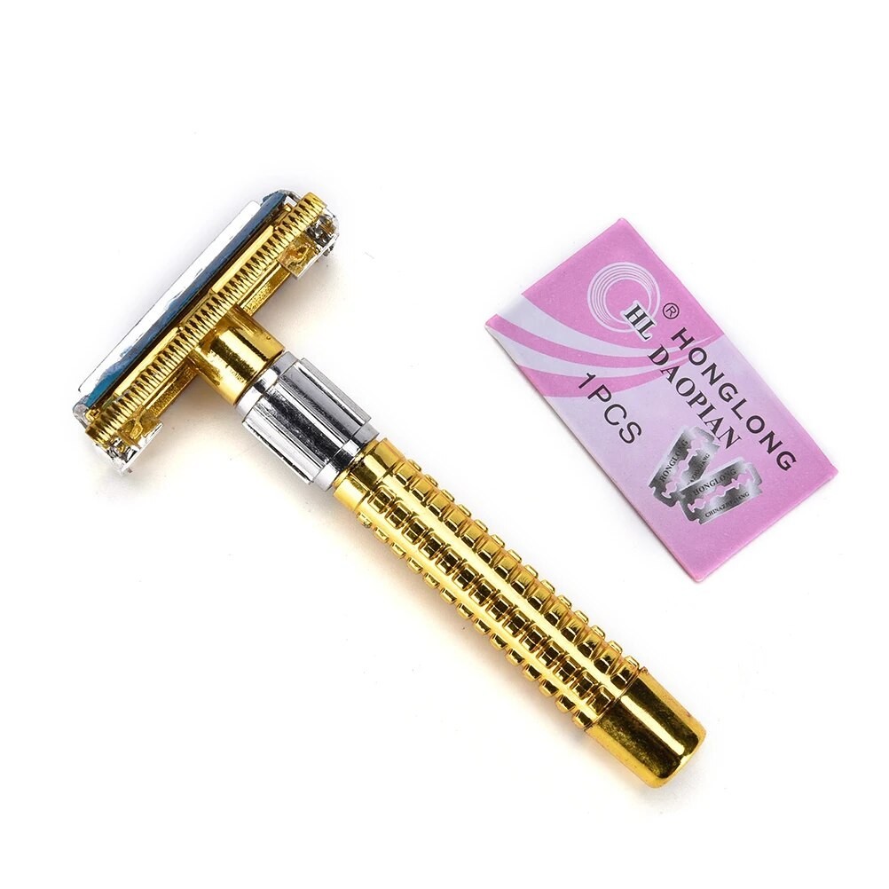 Silver Color Manual Beard Shaver Double Edge Blade Hair Razor With Box ...