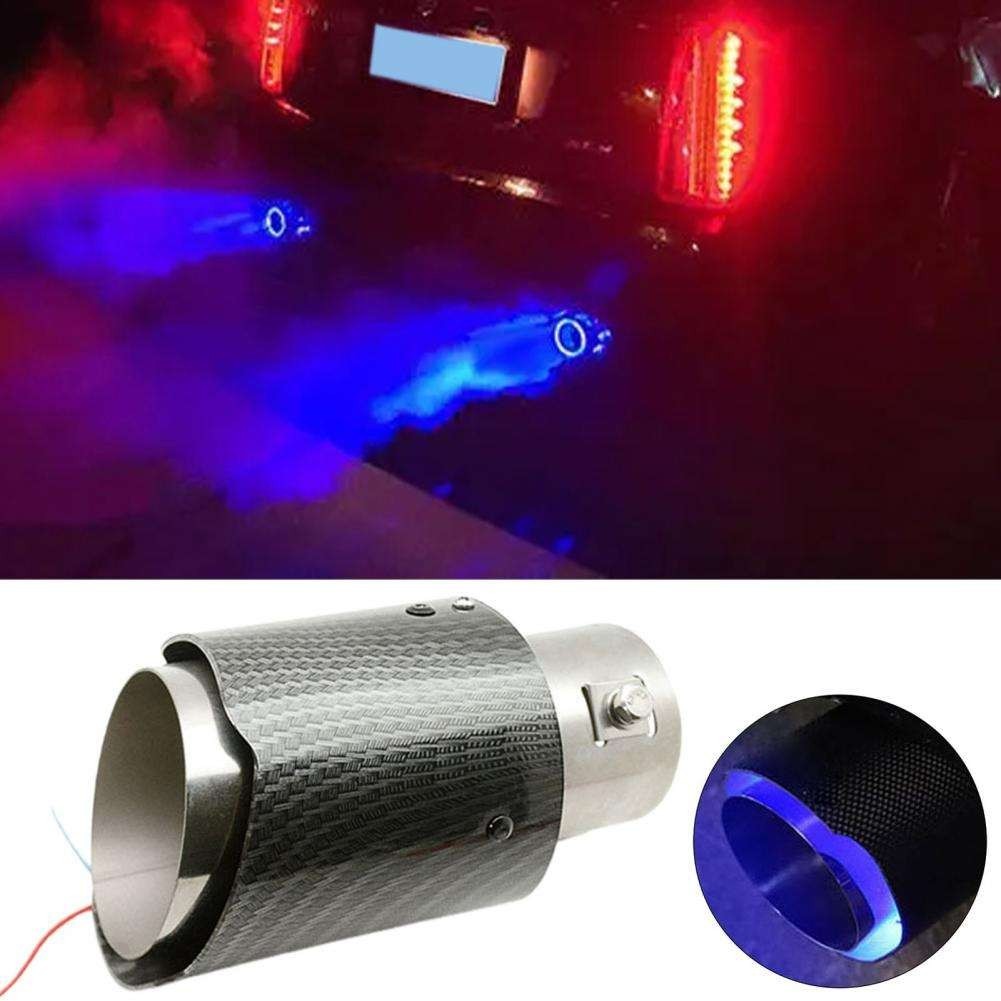 Universal Car Carbon Fiber Luminous Exhaust Tips Red Blue Light Car Led