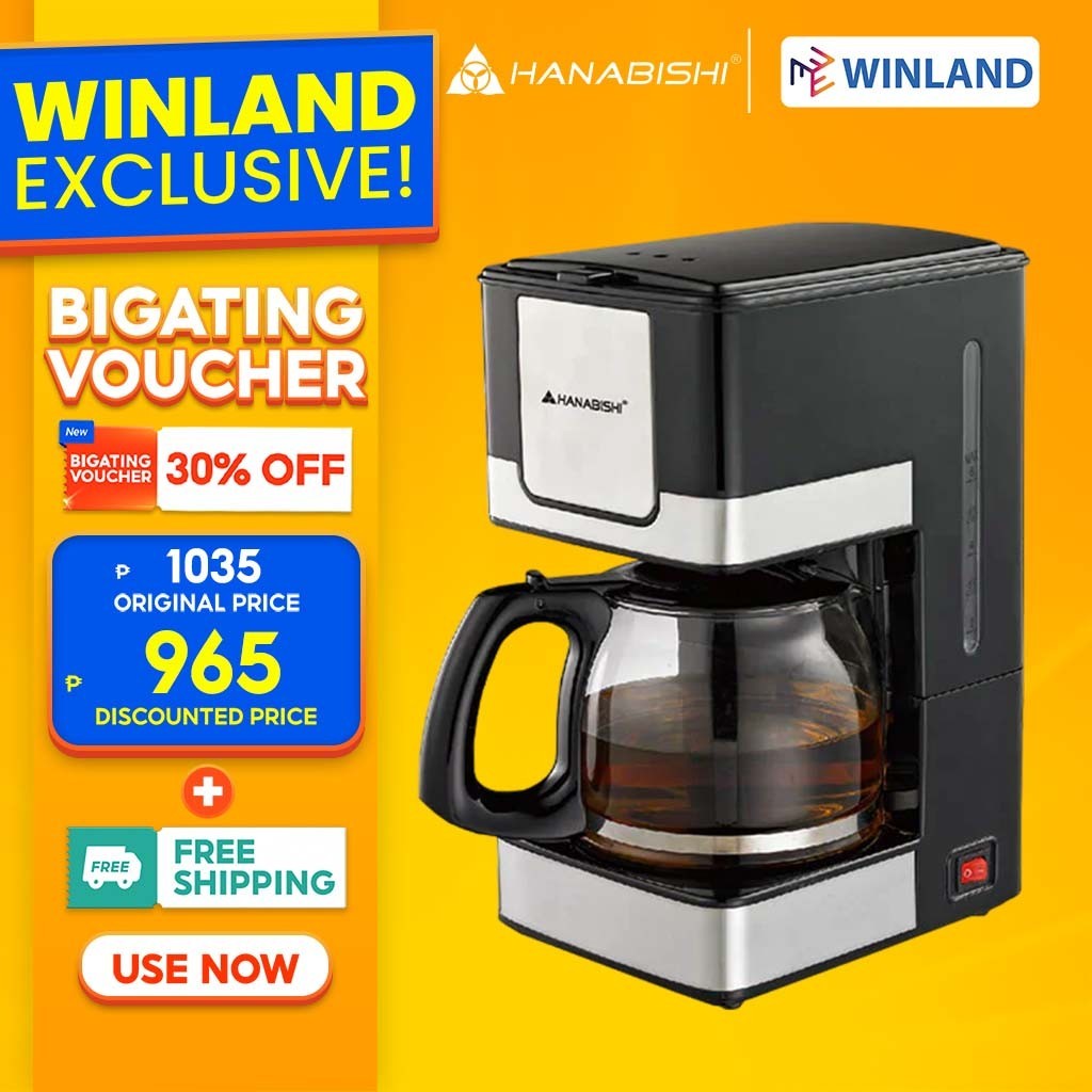 Hanabishi by Winland Coffee Cafe Maker Machine HCM15XB Up to 6 cups