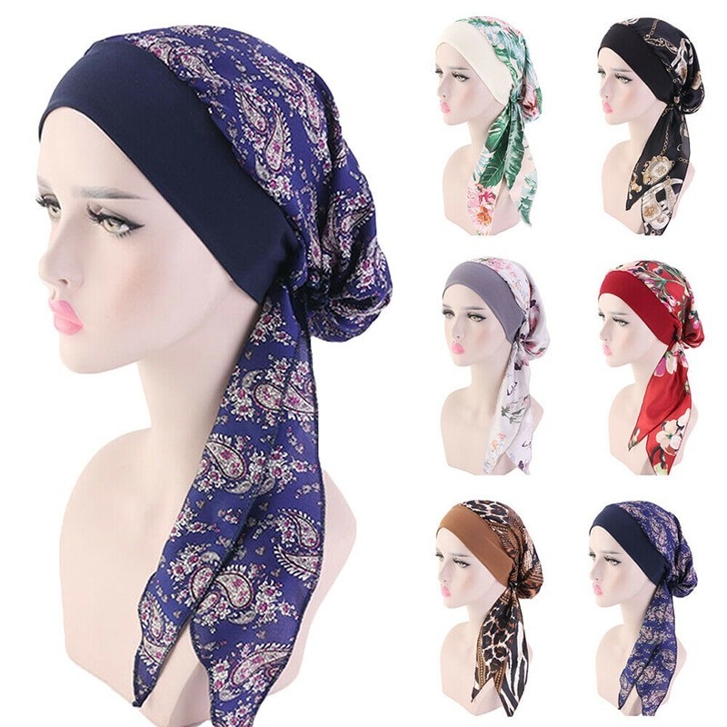 Women Cancer Head Scarf Chemo Hair Loss Hat Turban Pre Tied Headwear Bandana New Shopee 9587