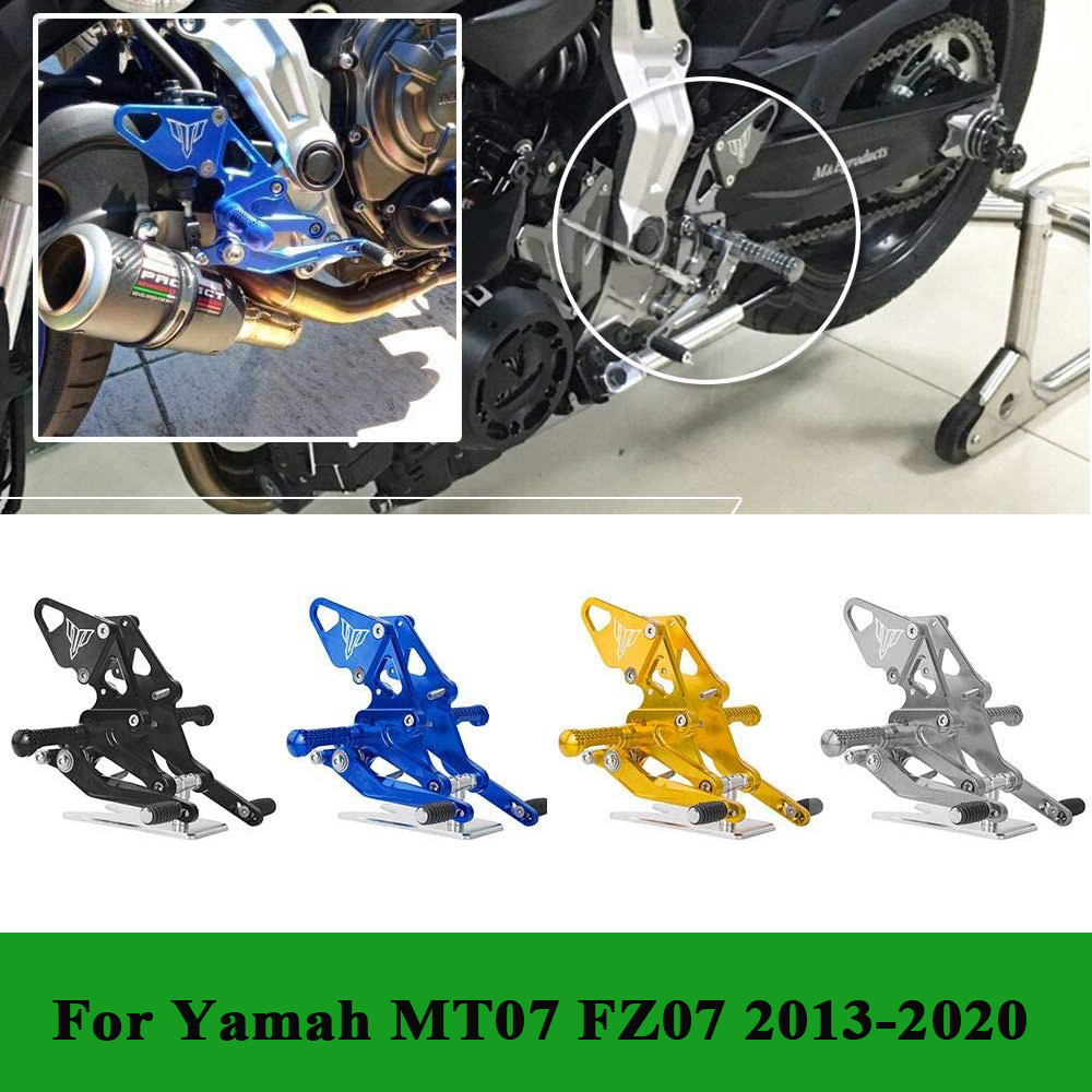 ♚FZ07 MT07 Rearsets Rear Set Foot Peg Footrest For Yamaha FZ-07 MT-07 ...