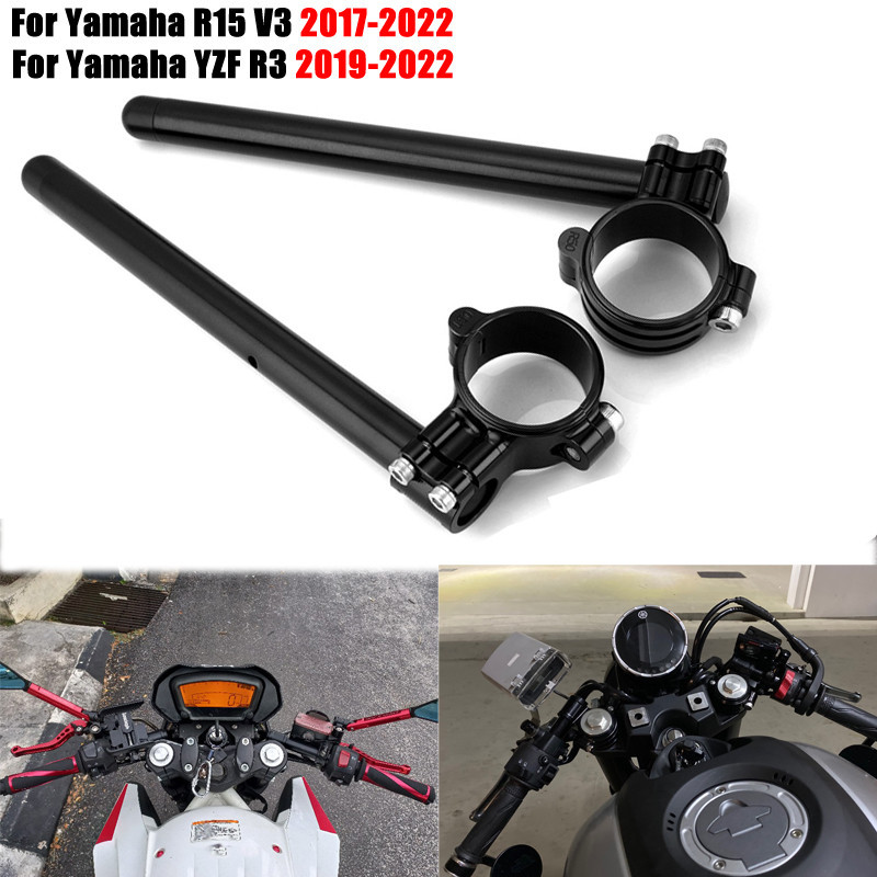 ♞7/8'Motorcycle 47mm CNC Clip On Fork Riser Handlebar For Yamaha R15 V3