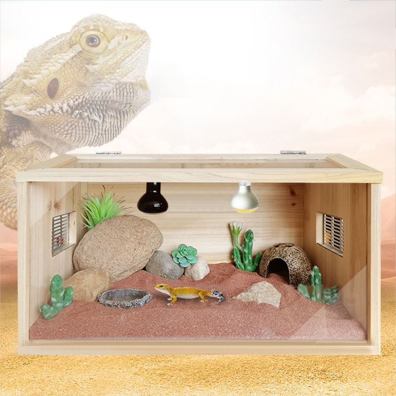 Non-assembled Inclined Plane Solid Wood Box Reptile Breeding Box Horned ...