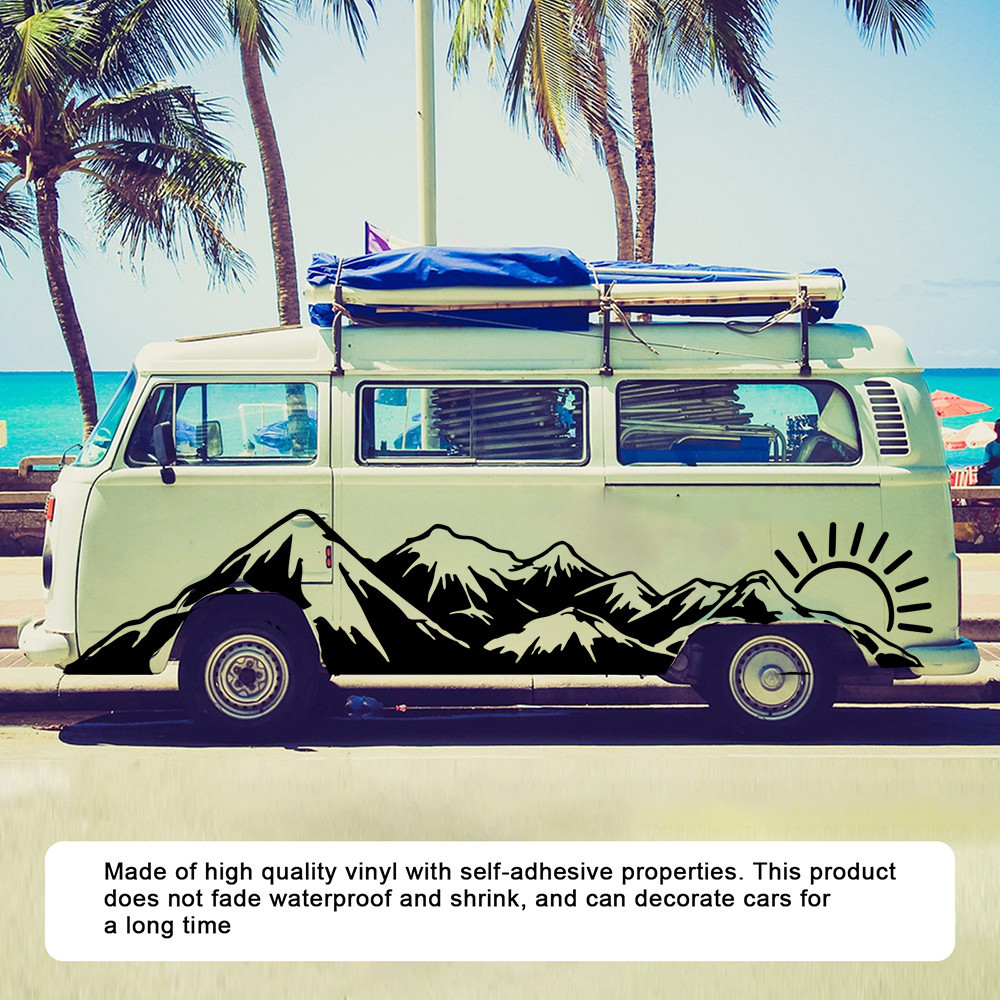 ♣Large Mountain Range with Sunrise Compass Camper Rv Car Sticker Decal ...