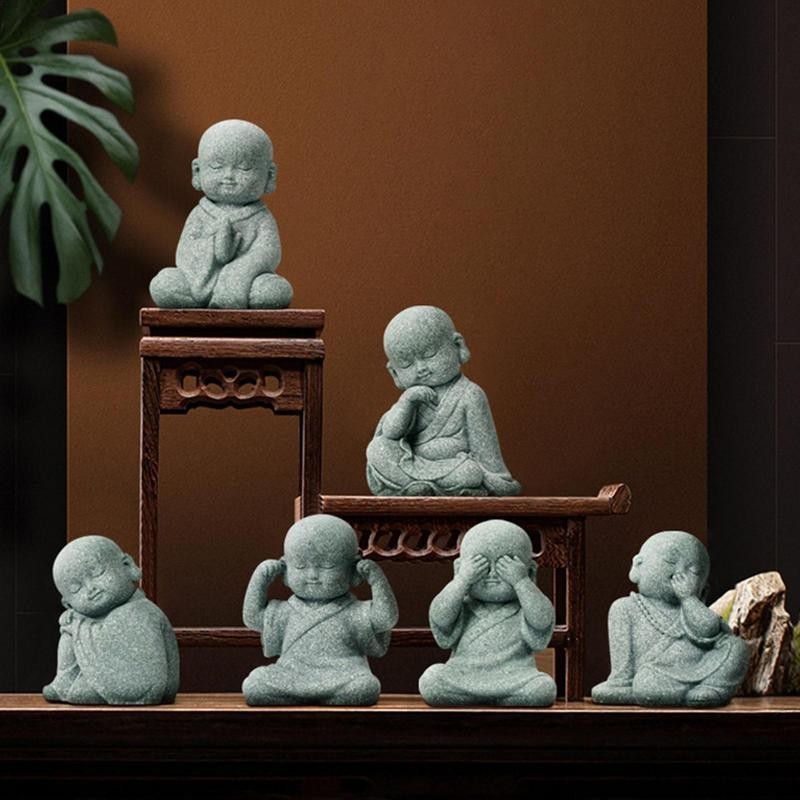 Buddha Stone Statue Little Buddhist Monks Tibetan Buddhism Figurines ...