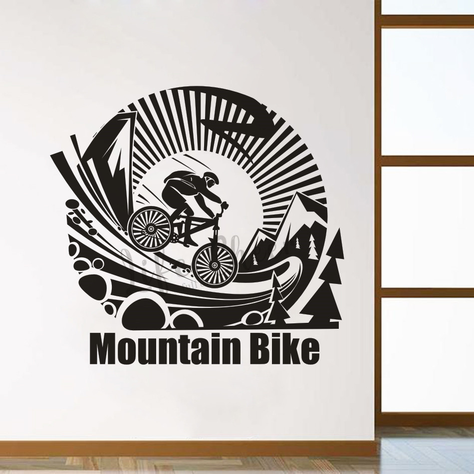 ┲Vinyl Wall Sticker Mountain Bike Sign Murals Mountain Cycling Logo ...